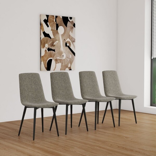 CAVINAS LLC CAVINASUpholsteredDiningChairsSetof4LinenFabricKitchenChairswithMetalLegsDiningRoomChairsforDiningTableLivingRoomLightGray