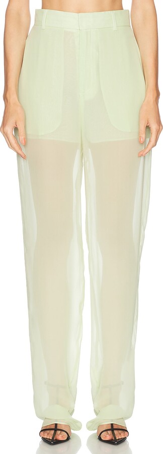 Blumarine Sheer Straight Leg Trouser in Green