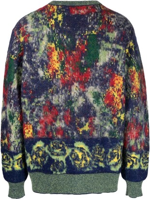 Toga V-neck patterned intarsia-knit cardigan