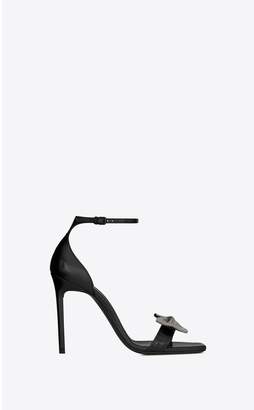 Saint Laurent Amber Sandals In Smooth Leather With Chain Bow