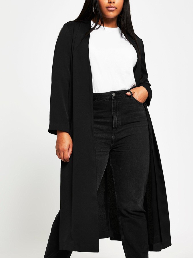 plus size black duster jacket