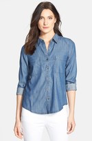 Thumbnail for your product : Eileen Fisher Classic Collar Denim Chambray Shirt (Petite)