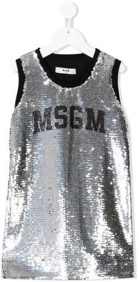 MSGM Kids logo sequin embellished dress