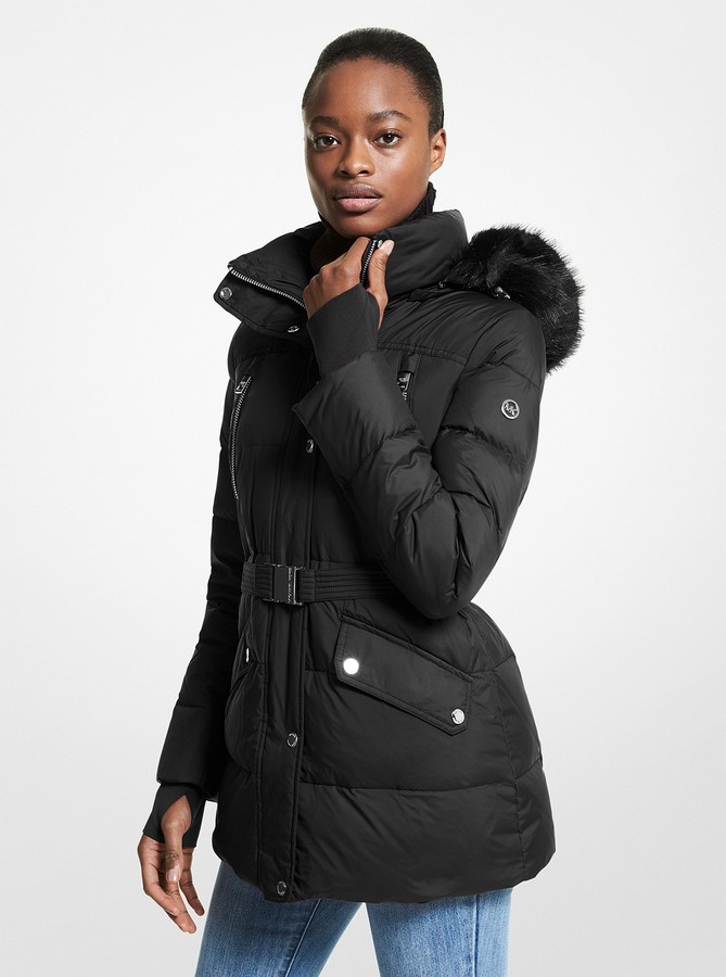 michael michael kors quilted nylon and faux fur puffer