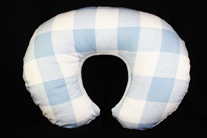Nursing Pillow Cover - Blue Buffalo Check With Minky Underside