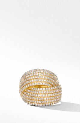 David Yurman Origami Crossover Ring in 18K Yellow Gold with Diamonds