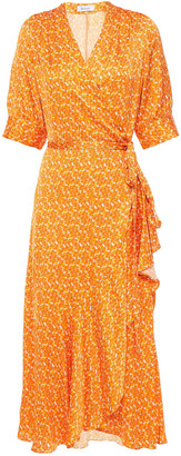 Rodebjer Kweller Ruffled Floral-print Satin Wrap Dress