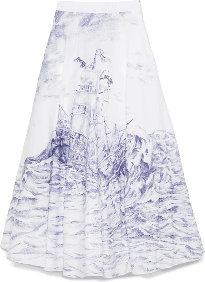 x Popeye and Olive Oyl illustration-style-print maxi skirt