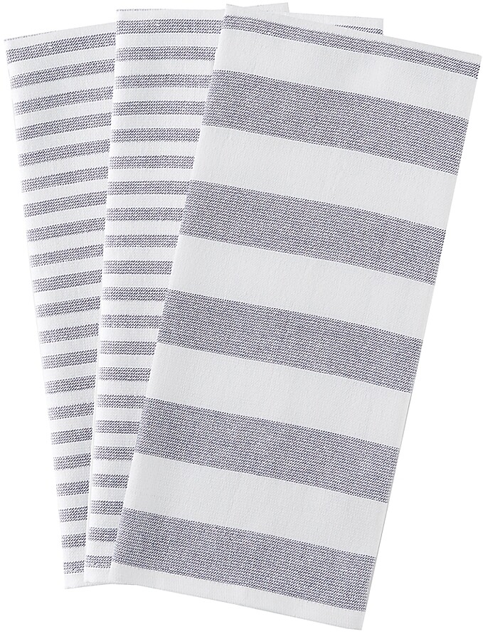Details about   DII Blue Chambray French Stripe Woven Dishtowel Set of 3 