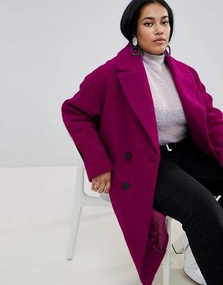 ASOS Curve DESIGN Curve double breasted coat in texture