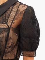 Thumbnail for your product : Self-Portrait Point-collar Lace-panelled Mini Dress - Black