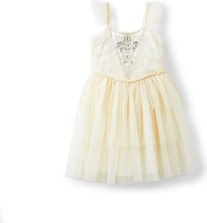 Cotton On Little Girls Isabella Dress Up Dress - Dark vanilla/floral sparkle