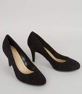 New Look Wide Fit Black Suedette Court Shoes