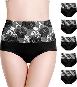 Women's Cotton Underwear High Waist Full Coverage Brief Panty pack