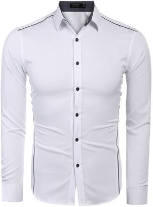 COOFANDY Men's Fashion Slim Fit Long Sleeve Casual Dress Shirt