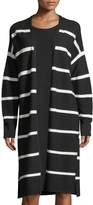 Thumbnail for your product : Lafayette 148 New York Matte Crepe Long Striped Cardigan, Plus Size