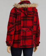 Thumbnail for your product : Dollhouse Red Katy Plaid Hooded Peacoat - Plus