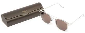 Cartier Santos De Round Metal Sunglasses - Mens - Black