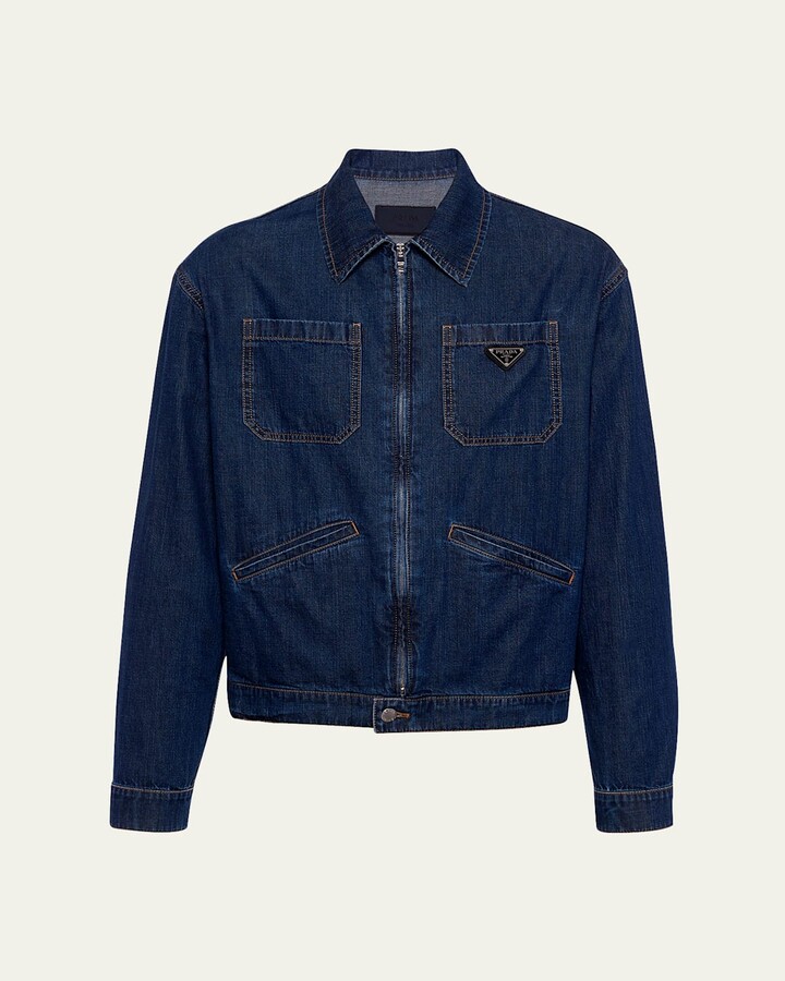 Men's Light Denim Zip Jacket