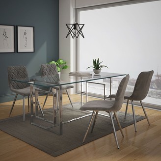 Worldwide Homefurnishings Contemporary 5pc Dining Set with Chrome Table & Grey Chair