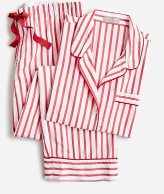 J.Crew Long-sleeve cotton poplin pajama set in red stripe - ShopStyle