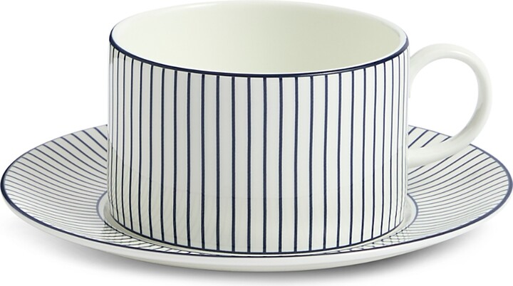 Wedgwood Gio 7.4 oz. Teacup & Saucer Set Pinstripe White