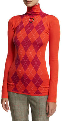 Stella McCartney Argyle Wool Turtleneck Sweater, Pink/Red