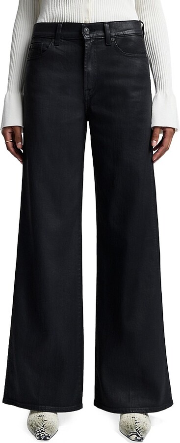 7 For All Mankind Lotta Wide-Leg Coated Jeans