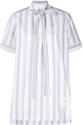 Thom Browne Vertical-Stripe Short-Sleeve Shirt