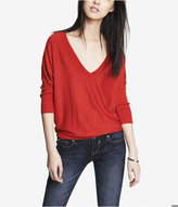 Thumbnail for your product : Express V-Neck Drop Shoulder Sweater