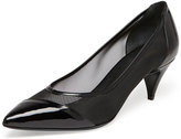 Thumbnail for your product : Saint Laurent Patent and Mesh Kitten-Heel Pump