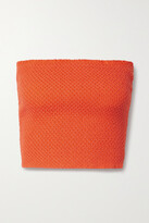 Thumbnail for your product : Alice + Olivia Penelope Strapless Smocked Linen-blend Top - Bright orange