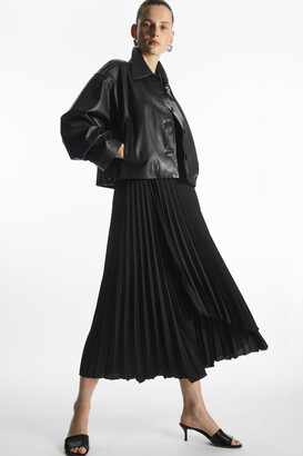 COS Oversized Cropped Leather Blouson Jacket - ShopStyle