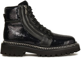Thumbnail for your product : Balmain Chain-trimmed Sequined Leather Combat Boots