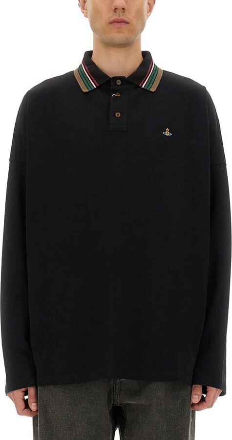 Vivienne Westwood Logo Embroidered Long-Sleeved Polo Shirt