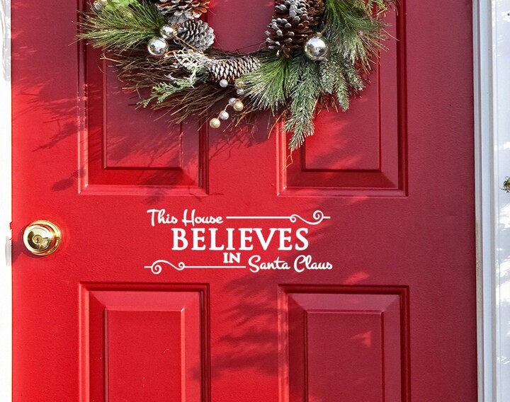 Etsy This House Believes in Santa Claus Christmas Vinyl Decal, Holiday Decor, Modern Door Sign