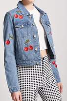 Thumbnail for your product : Forever 21 Embroidered Cherry Denim Jacket