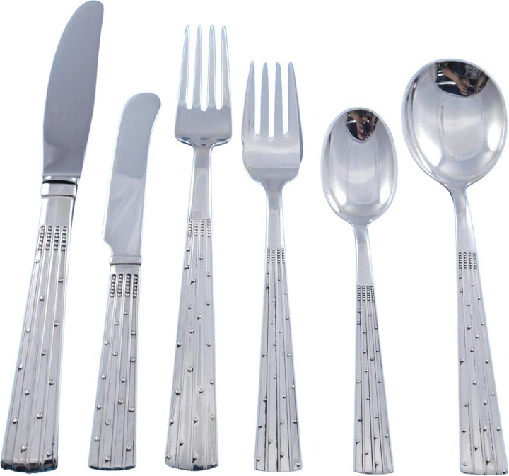 Champagne By Orla Vagn Mogensen Danish Sterling Silver Flatware Set 74 Pieces