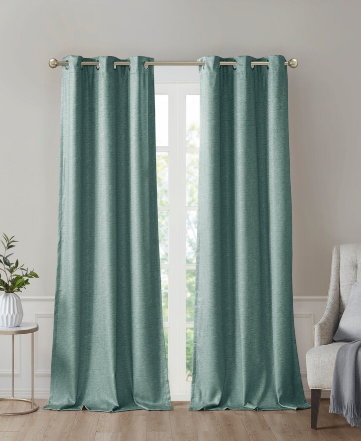 SunSmart Como Tonal Printed Faux Silk Room Darkening Curtain for Bedroom, Grommet Top Design Panels Pair for Living Room, Width 42 length 95 inches 2