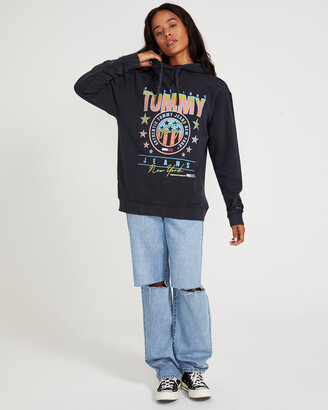 Tommy Jeans Tjw Oversized Stars Hoodie Washed Black