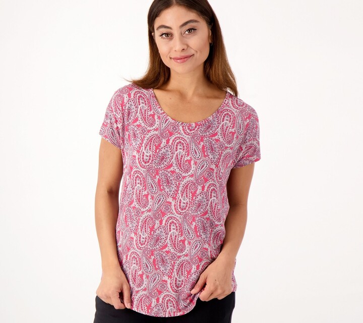 Lands' End Lands End Regular Short Sleeve Jersey Knit U-Neck Top