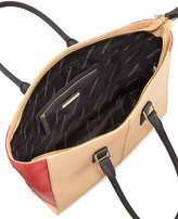 Thumbnail for your product : Charles Jourdan Kameron Three-Tone Colorblock Tote Bag, Natural/Red