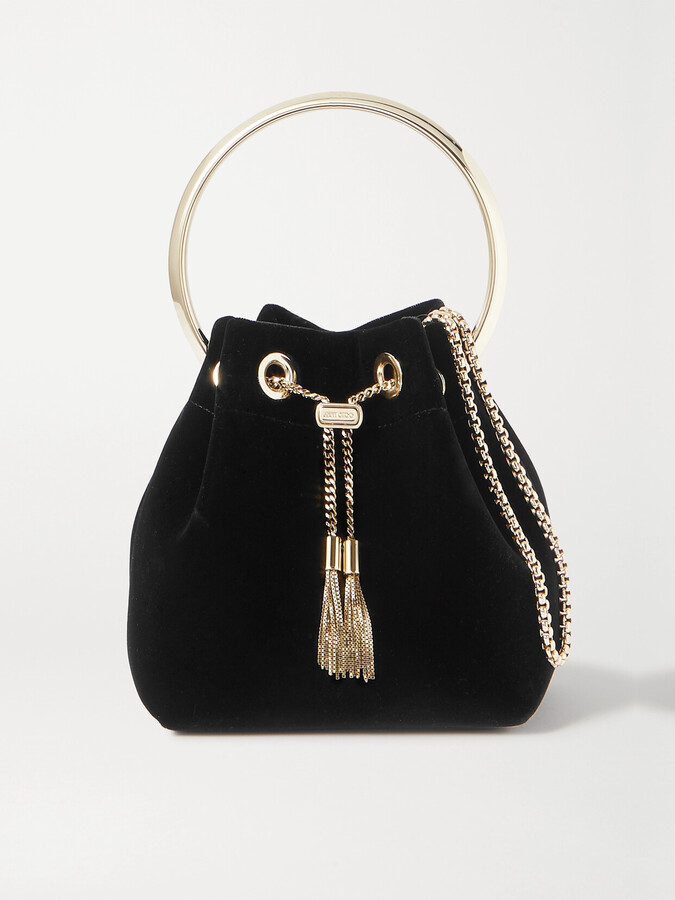 Jimmy Choo Bon Bon Velvet Bucket Bag - Black