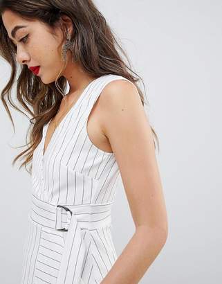 ASOS Design Stripe Wrap Dress With D-Ring Detail