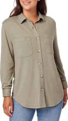 Marina Luxe Essential Knit Button-Up Shirt