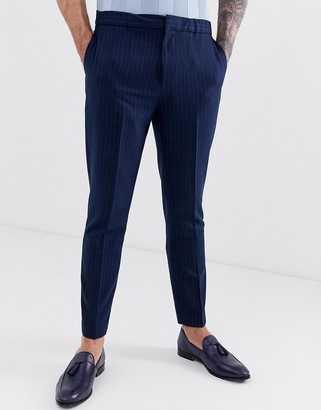 Harry Brown slim fit elasticated waist cropped pinstripe pants