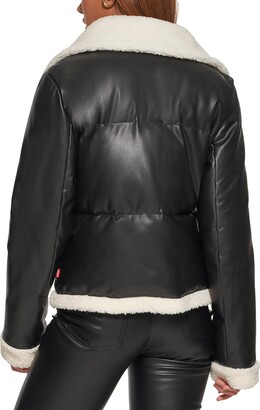 Levi's Faux Leather Puffer Jacket with Faux Shearling Trim
