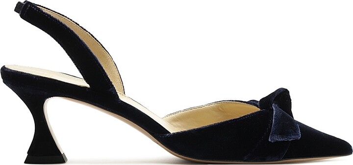 Alexandre Birman Women's Clarita Bell 60MM Velvet Slingback Pumps - Blu Notte - Size 5