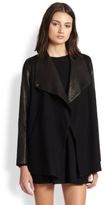 Thumbnail for your product : Theory Naomo Leather-Trimmed Draped Jacket