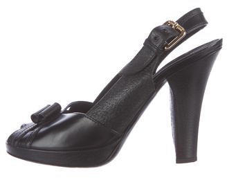 Louis Vuitton Leather Peep-Toe Slingback Sandals